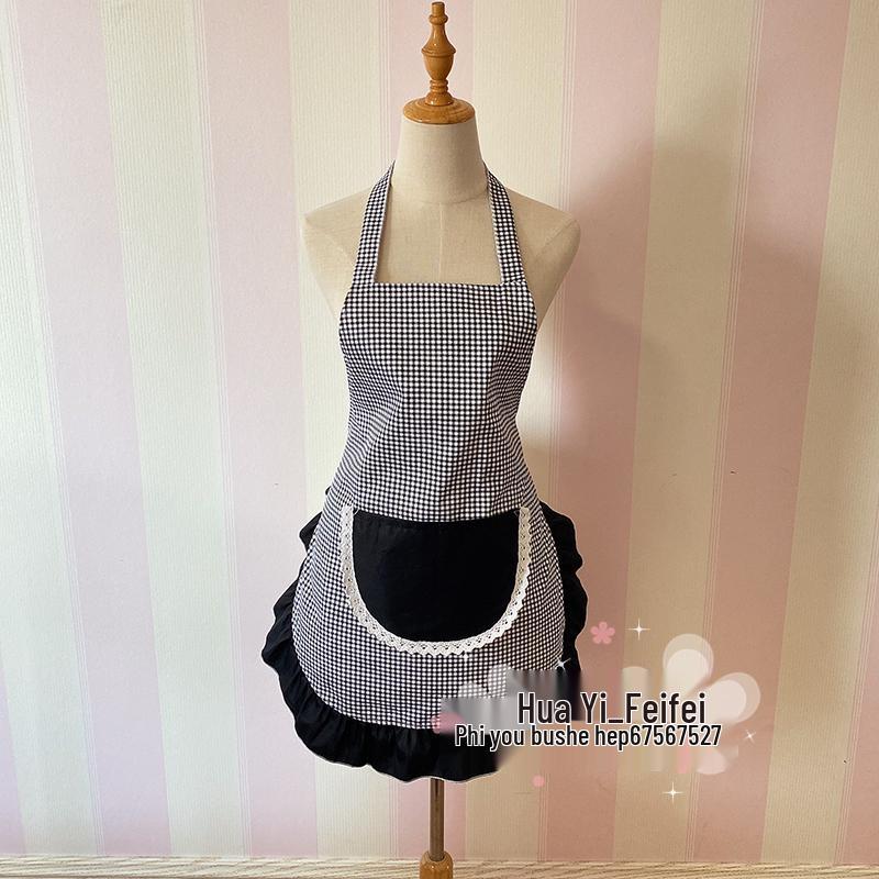 Korean Style Cotton Lace Apron - Cute, Sleeveless, Anti-Stain Kitchen Wear