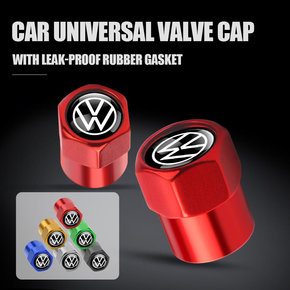 4PCS Car Wheel Valve Caps Auto Dustproof Tire Stem Air Covers For Volkswagen Motion MTM POLO GTI Blue Caddy Scirocco Golf Beetle V1