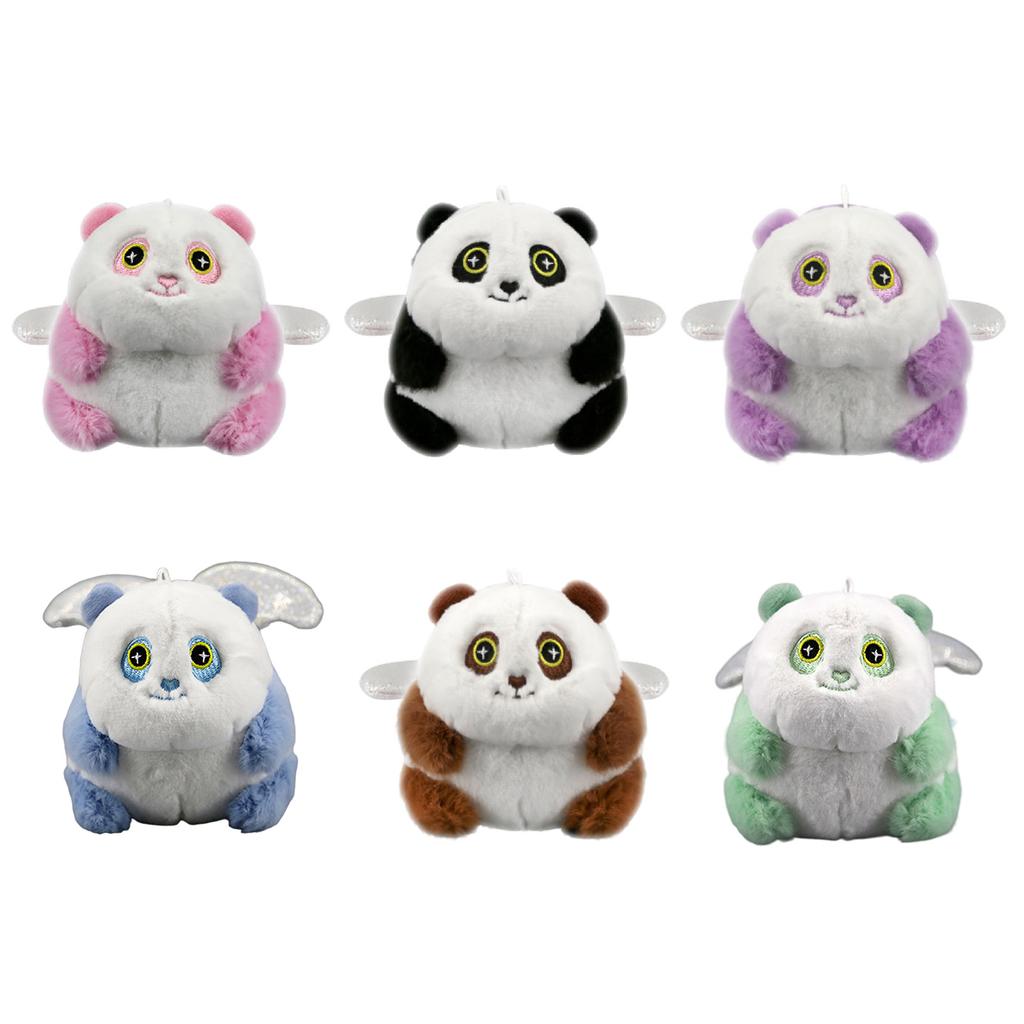 Playful Pandas Key Holder Accessory with Elegant Designs Vibrating Action Plush Bag Charm for Students and Couples