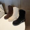 Beige Retro Detachable Boots Thick Heel Martin Boots Women's 2025 New Spring and Autumn Height-increasing and Thin Knight Boots