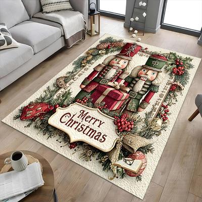 1PC Nutcracker Merry Christmas Extra Large Non Slip Floor Carpet, Office, Family, Bedroom, Large Area Rug Indoor Rugs, Vibrant Colors
