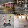 Traffic Delineator Post with Wheels 23.4 Inch High Elastic Warning Column for Garage Parking Safety Vehicle Collision Cushion and Car Stop Indicator