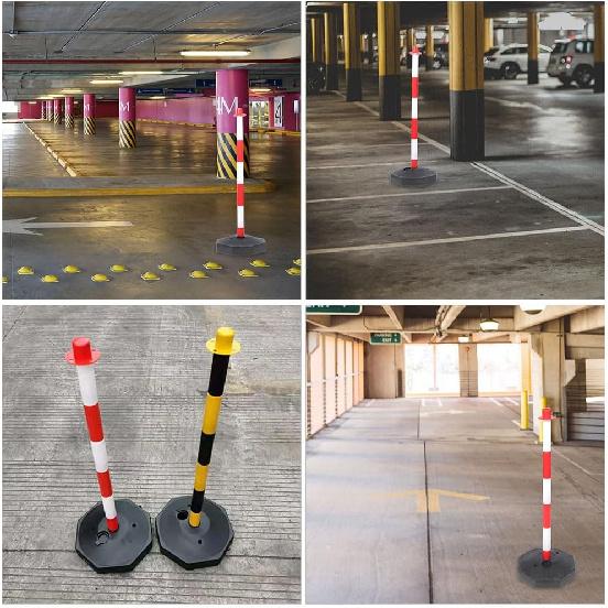 Traffic Delineator Post with Wheels 23.4 Inch High Elastic Warning Column for Garage Parking Safety Vehicle Collision Cushion and Car Stop Indicator
