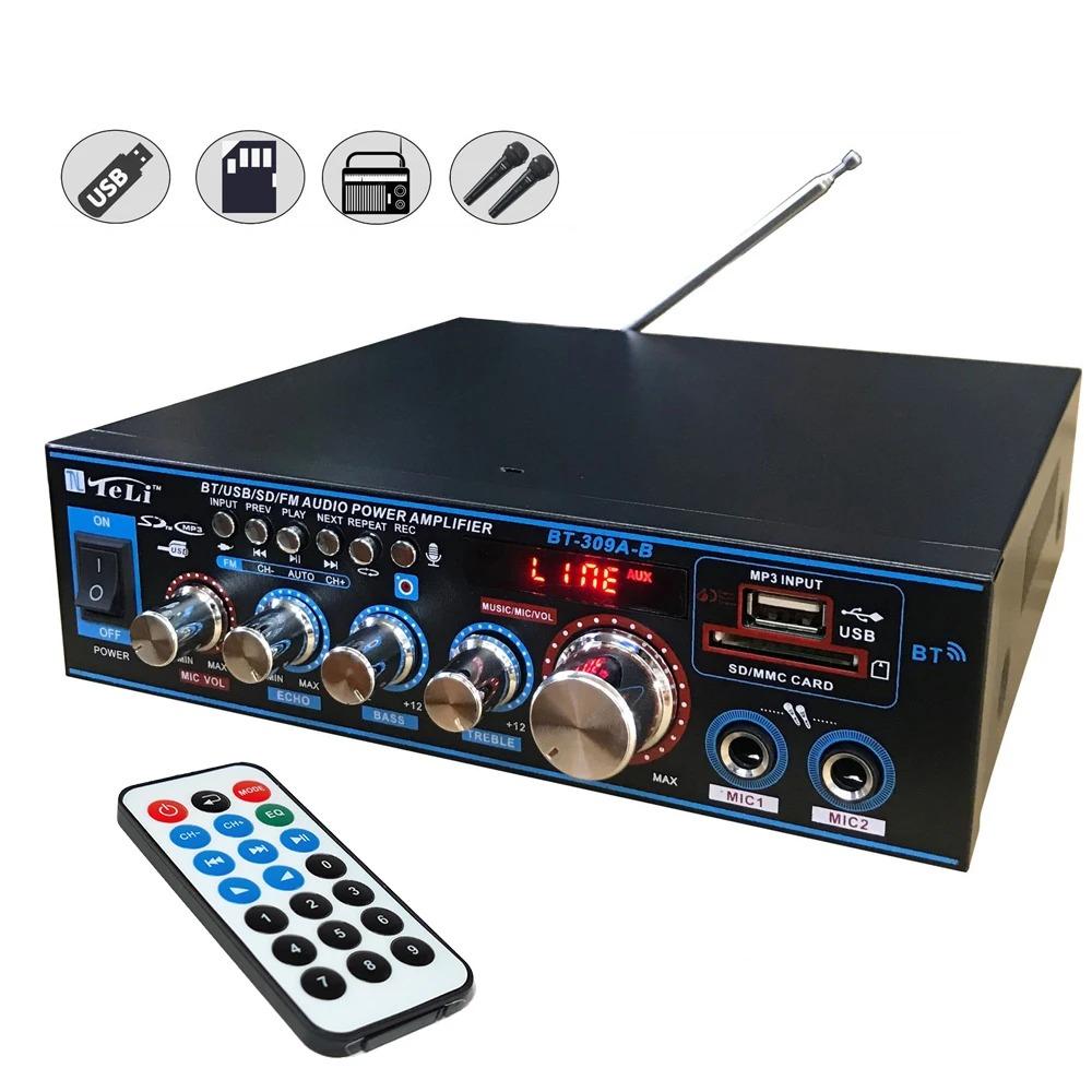 BT-309A-B Mini Audio Amplifier 35Wx2/Bluetooth USB SD FM AUX Mic Input with Echo/DC12V/AC220V Power Amp
