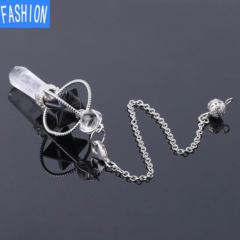 Moda cristal natural merkaba seis pontas estrela pingente espírito pêndulo rotativo merkaba ornamento pêndulo