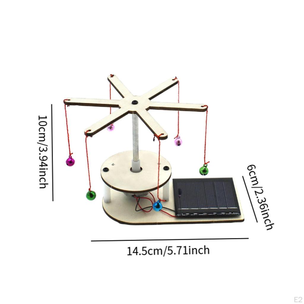 DIY Wooden Science Experiment Kits Assembling Solar Rotating Bell 3D Puzzle Handicraft