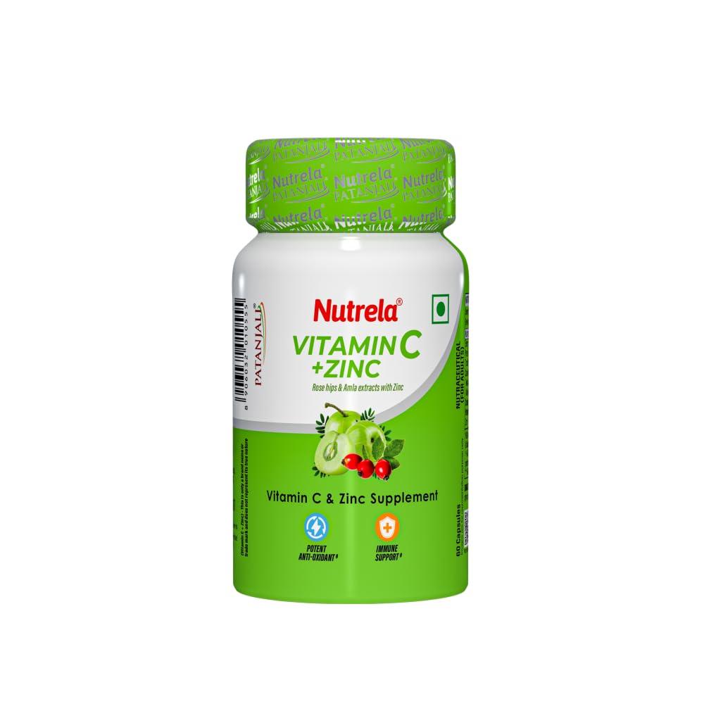 Nutrela Vitamin C and Zinc Capsules for Men & Women 60 Count Pack of 1 Immune Support & Skin Care