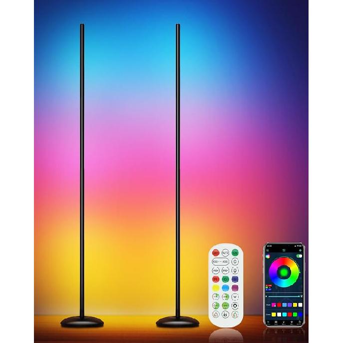 Corner Floor Lamp, Smart RGB LED Corner Lamp with App & Remote, Modern Floor Lamp with 16 Million Colors, Music Sync, Scene Modes, Color Changing