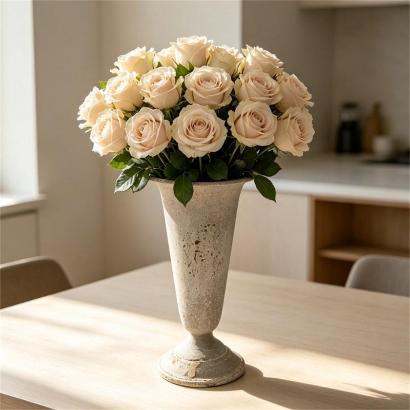 Flared Opening Antique Metal Vases for Dried Flower, Distressed Accent Decorative Tall Urn Vases for Coffee Tables, Shelves and Mantels Decors