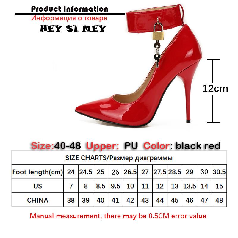 Sexy lodičky na vysokém podpatku Žena Móda Pásek na kotníku Klíč Dec Luxusní Designér Špičaté Černé Červené Dámské Boty na Stiletto Podpatku