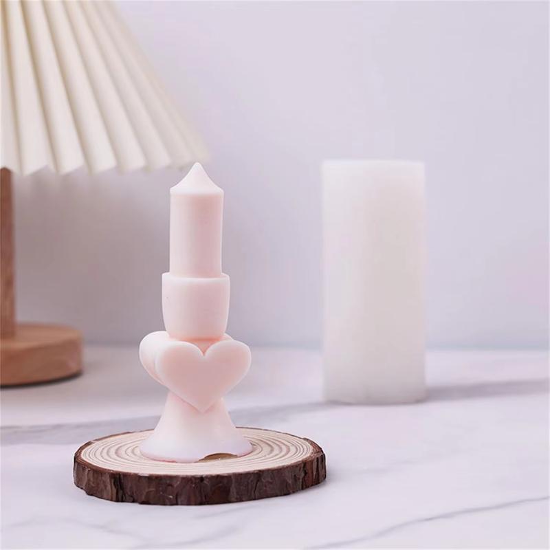 3D Love Heart Cylinder Candle Mold Silicone Resin Molds for DIY Candle Making Clear Texture Mold