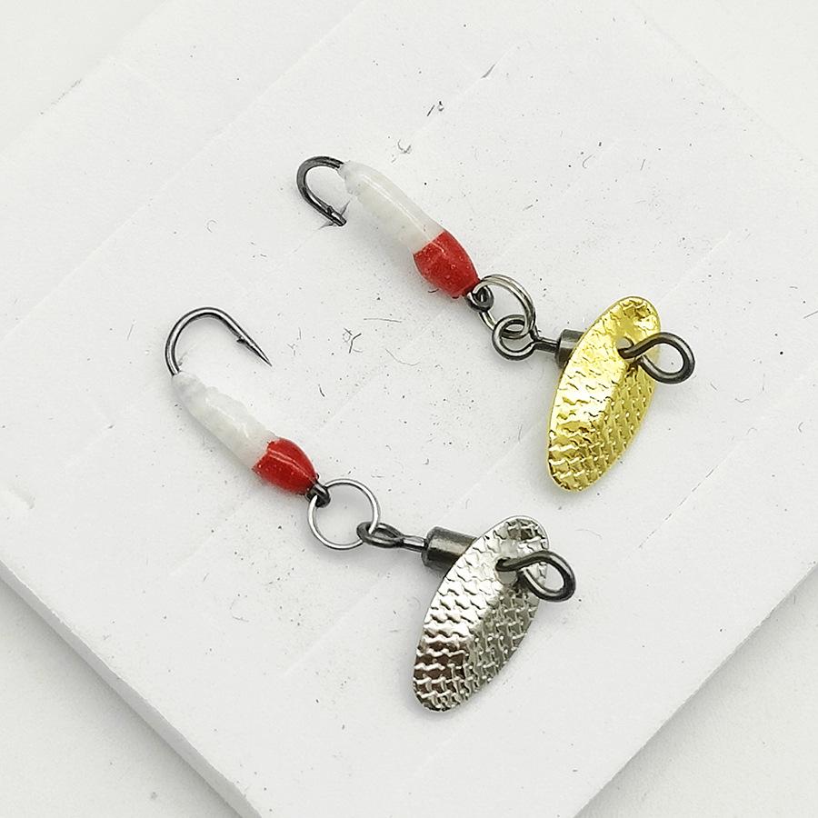 Double Hook Mosquito Lure Set: Rotating Watermelon Sequin Minnow and Whitebait Spinner.
