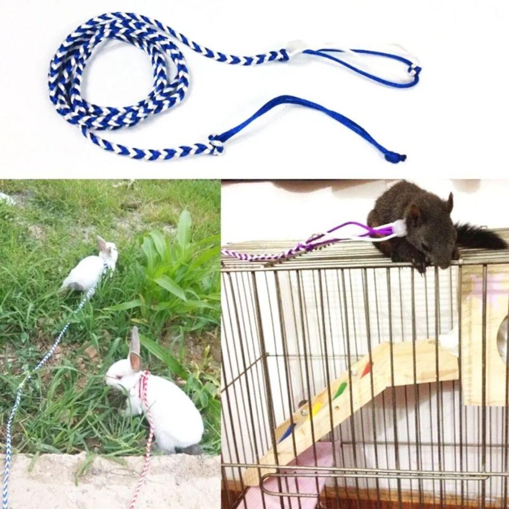 Nylon Pet Cage Leash Adjustable Walking Leash Comfortable Rabbit Collar Leash Rat Mouse Hamster