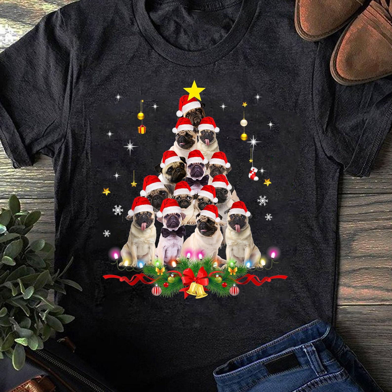 Pug Christmas Tree Dog Santa Merry Pugmas Xmas Gifts Boys T-Shirt - Gift for Dog Lovers - Funny Dog - Pug Lovers - Mother s Day 4XL