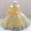 Summer Girls' Children's Dress Children's Wedding Dress Baby's First Birthday Dress Applique Mesh Puffy Skirt