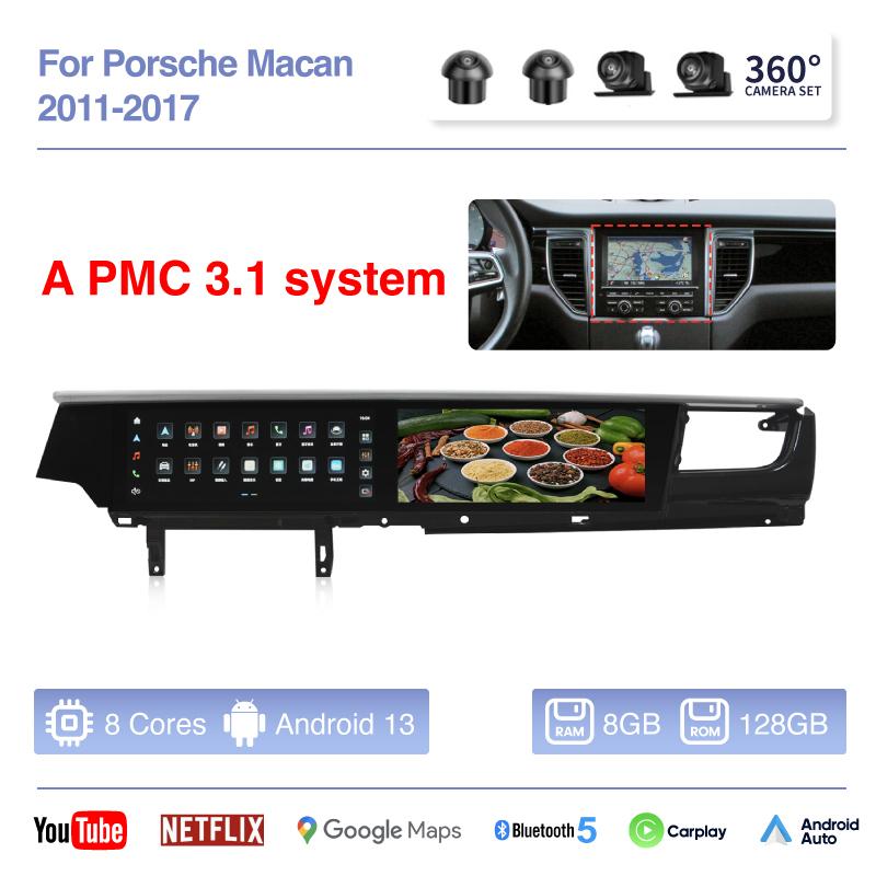 12.3Inch Dual screen Android 13 For Porsche Macan 2011-2017 Car Multimedia Video Player GPS Navigation Radio Carplay 4G Auto 360