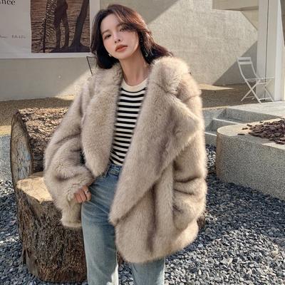 Kintoka Fuchsfelljacke Damen Winter Damenbekleidung locker großes Revers Fell flauschig Plüsch Damen Wind