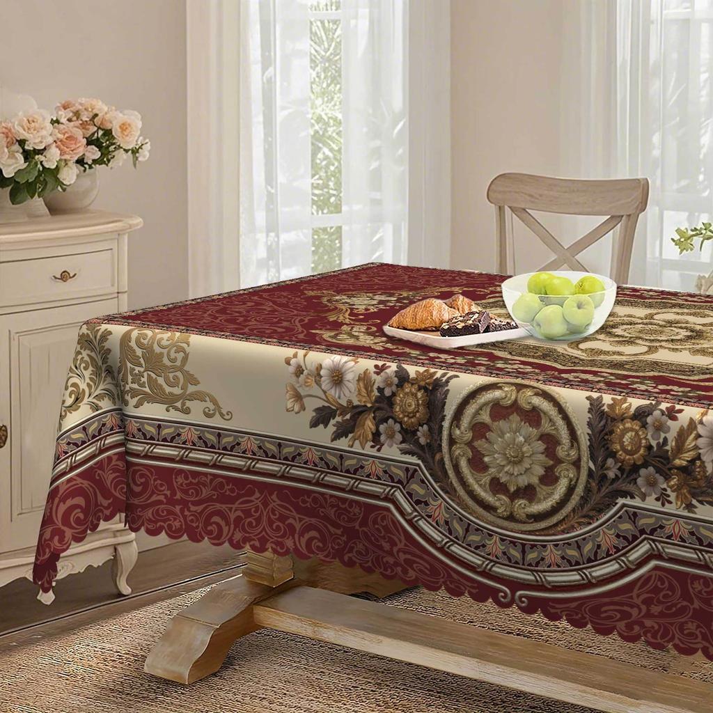 European Retro Flower Pattern Tablecloth Rectangular Round Tablecloth Household Printing Tablecloth Classical Decoration