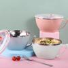 Hot Solid Color Simplicity Instant Bowl With Lid Handle Bento Insulated Fresh-keeping Bowl 304 Multi-purpose Sealed Noodle Bowl
