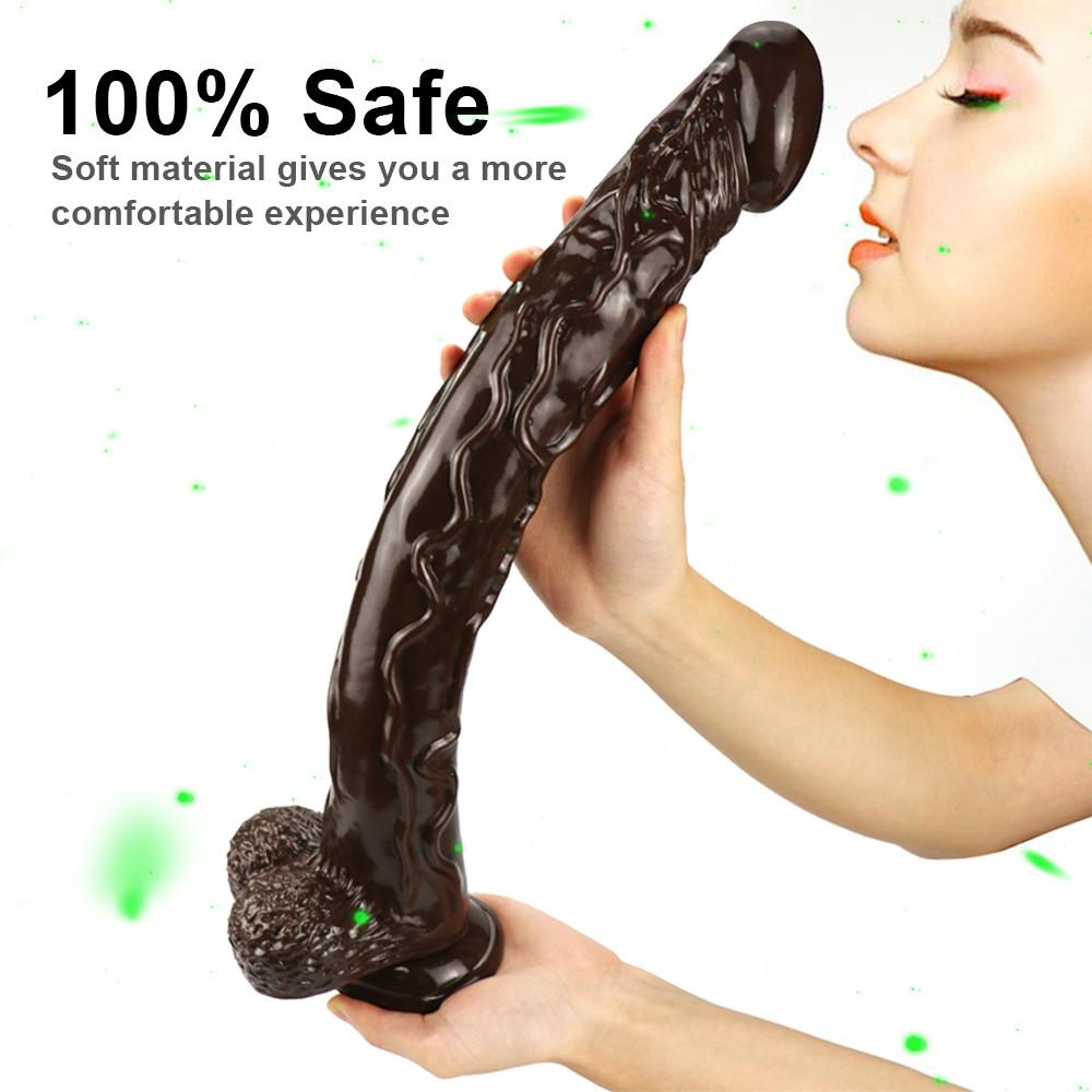 Brown 42cm Skin Sensation Realistic Dildos Soft Big Penis Powerful Suction Cup Dildo Sex Toys for Woman and Man 18+  dildo