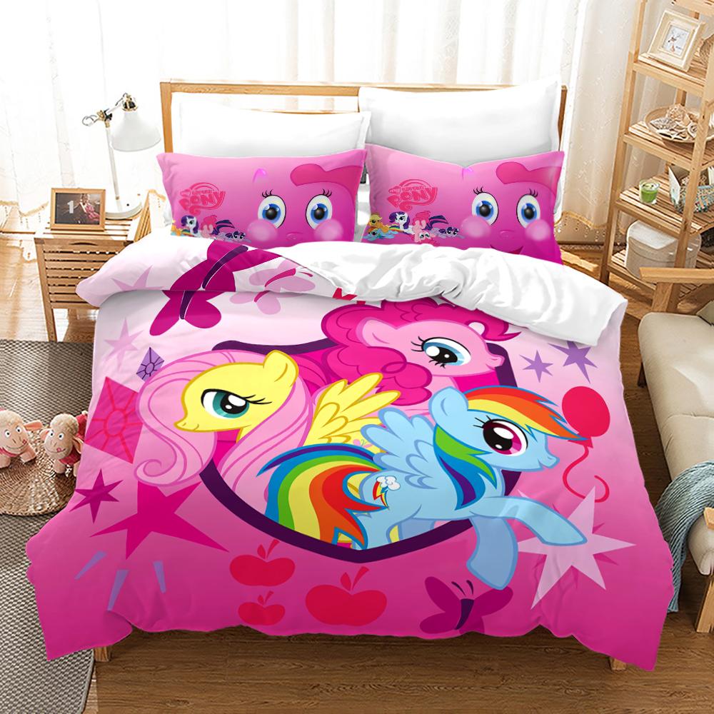 

Одеяло My Little Pony Комплекты постельного белья Одеяла Размер King Хлопок 3D Детский комплект постельного белья 3 предмета 1 Comforter (quilt)-EU Single(135*200cm)3pcs
