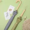 Minimalist 16-Rib Umbrella with Wooden Handle, Straight Handle Umbrella, Rainbow Umbrella, Japanese Style Long Handle Large Double-Person Sun and