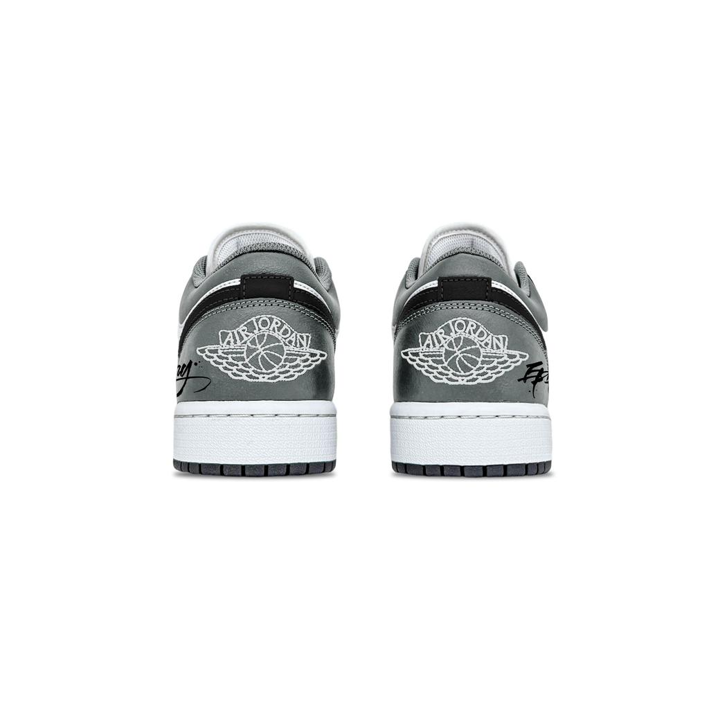 Jordan Air Jordan 1 Shadow Grau Niedrig geschnitten Vintage Basketballschuhe Unisex Grau Weiß 553558-044(Team282-)