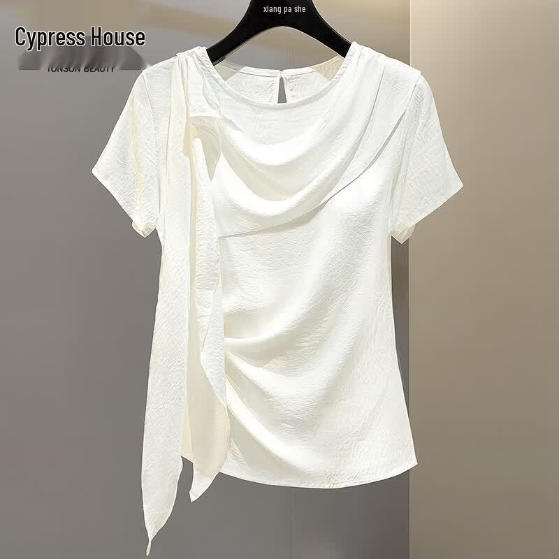 

Women s Solid Color Round Neck Short Sleeve T-Shirt L