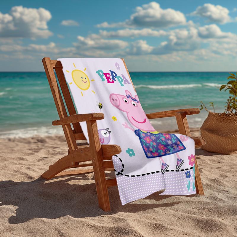 Ultra-Soft Beach Towel with Peppa Pig Theme,Ideal for Pool - Camping, Diving - Perfect Travel Essential, Vibrant Beach Towel.