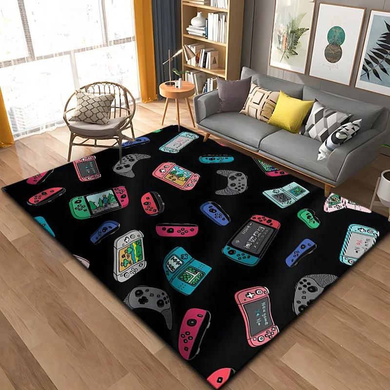 3D 80er Jahre Gamer Controller Bereichsteppich Groß, Teppich für Wohnzimmer Schlafzimmer Küchendekoration, Teppiche für Schlafzimmermatte Zuhause
