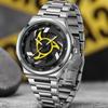 Men's steel belt watch rotatable wheel hub dial sporty quartz watch