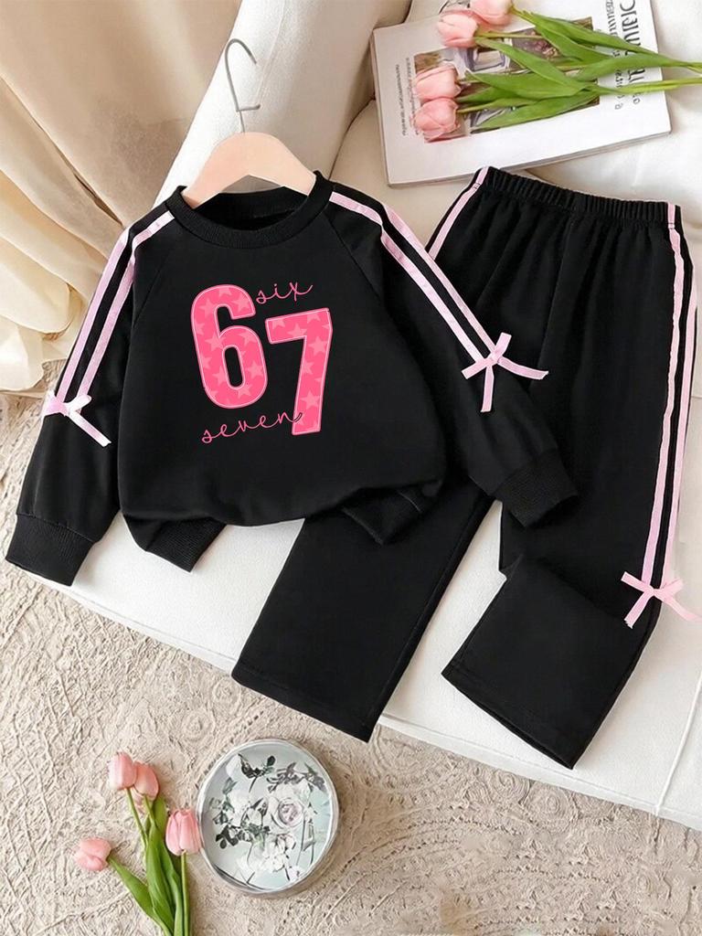 Girls' Spring/Autumn Hoodie & Trousers Set: Long Sleeve Casual Sportswear