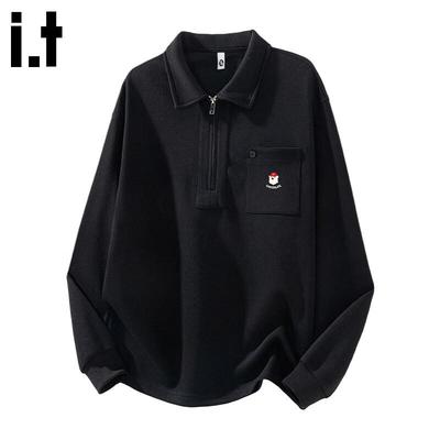 Herren-Sweatshirt mit halbem Reißverschluss und Kragen