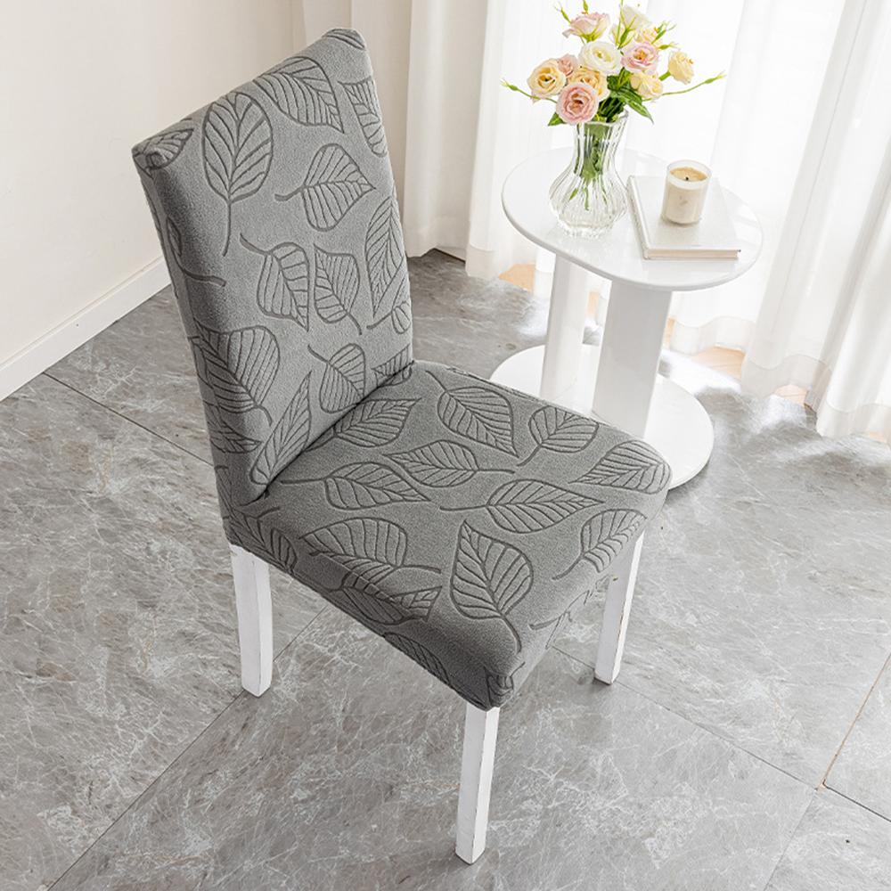 

Leaf Jacquard Chair Cover Solid Elastic Dining Chair Cover Home Textile Seat Cover Wear-resistant Fashion сірий