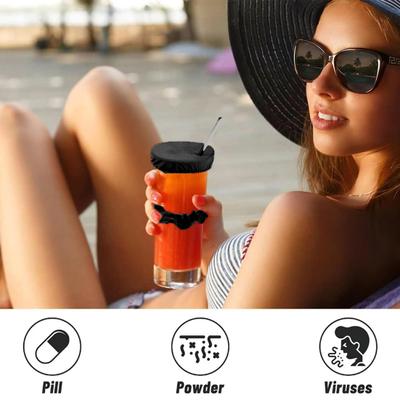 Alcohol Protection Drink Covers Reusable Cup Lid with Straw Hole Elastic Hair Ring