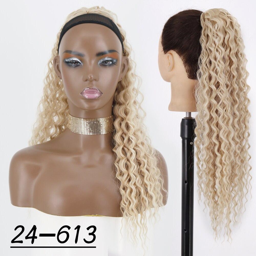 MISS WIG Women Long Kinky Curly Ponytail Hair Extensions Synthetic Drawstring Ponytail 26Inch Chip-In Wig Wrap Around Ponytail