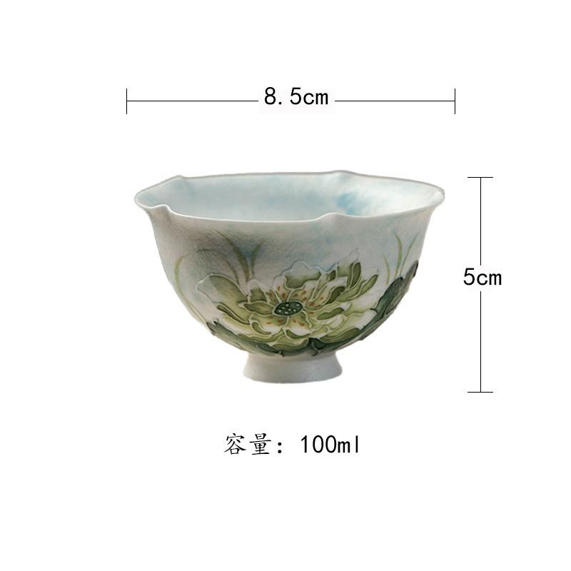 100 мл Ручная роспись Чашка для чая с лотосом Ретро Чашка для чая Кувшин Чашка для дегустации чая Ароматная чашка Чашка для чая Чаша для чая Домашняя Для чайной коллекции As Your Choose