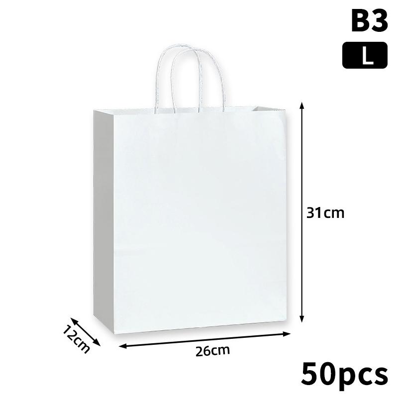 50Pcs Kraft Paper Bag Plain Rope Handle Hand Bag Gift Bag Paperbag For Christmas/Party/Shopping/Retail Business Use