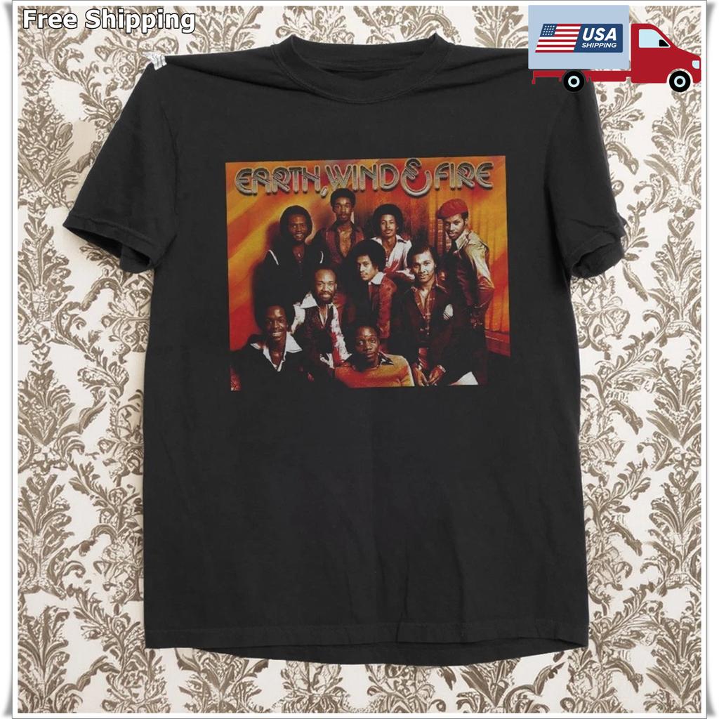 Vintage Earth, Wind & Fire Band Music T-Shirt Black Cotton T-shirt Size S-5XL