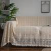 Terylene Beige Crochet Retro French Hollowed-out Lace Sofa Set Picnic Blanket Throw Blanket Three-seater Sofa Cushion Dust Proof