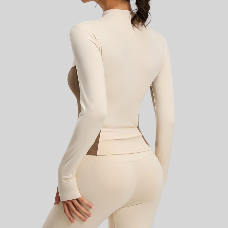Womens Slim Fit Colorblock Yoga Jacket Running Fitness Workout Fall Winter