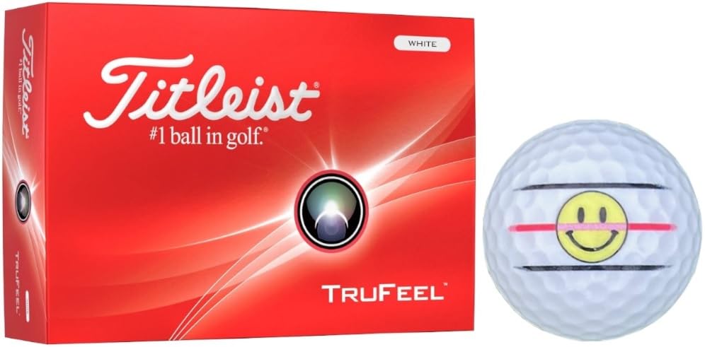 

[Happiraki_Golf Line] Titleist TRUFEEL Golf Balls 2024 Model (White, 1 Dozen, Smiley Face)