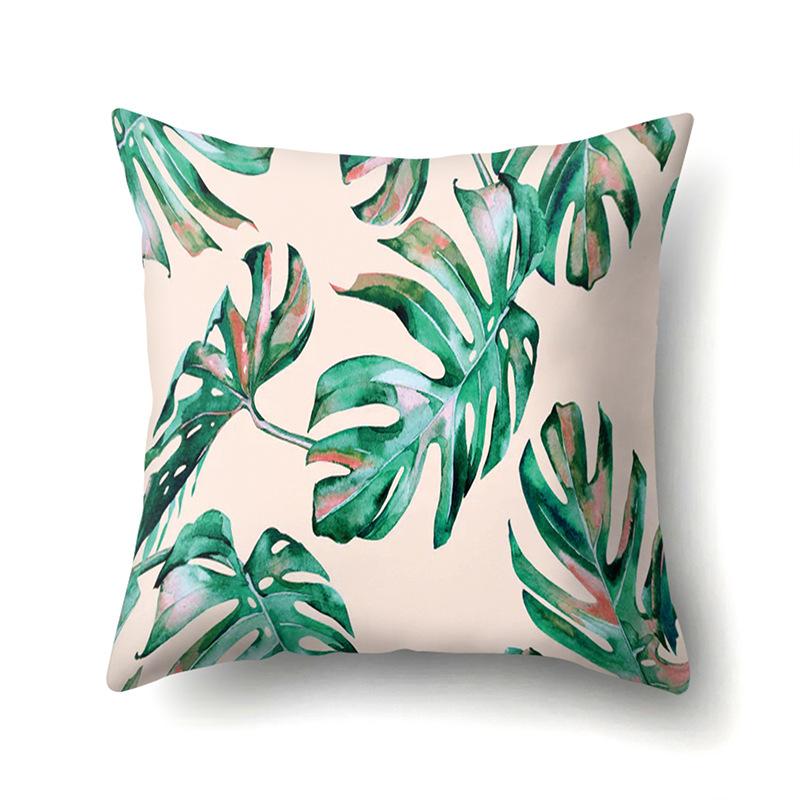 Polyester Pillowcase Nordic Plant Ins Style Flower Print Peach Leather Velvet Pillowcase