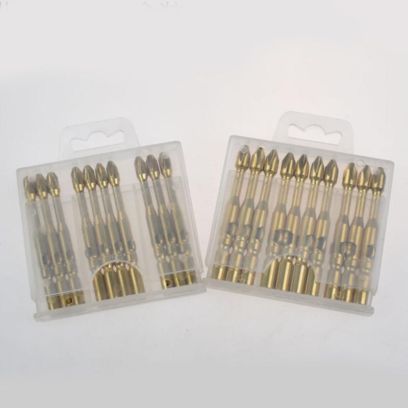 10Pcs 5mm/6mm Impact Screwdriver Bit Antislip Crossing Head Strong Magnetic Electric Drill Screwdriver Attachment Part