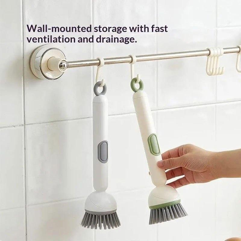 Soap Dispensing Dish Brush Long Handle Adjustable Heavy Duty Scrubber for Kitchen Pot Pan Dishwashing Use