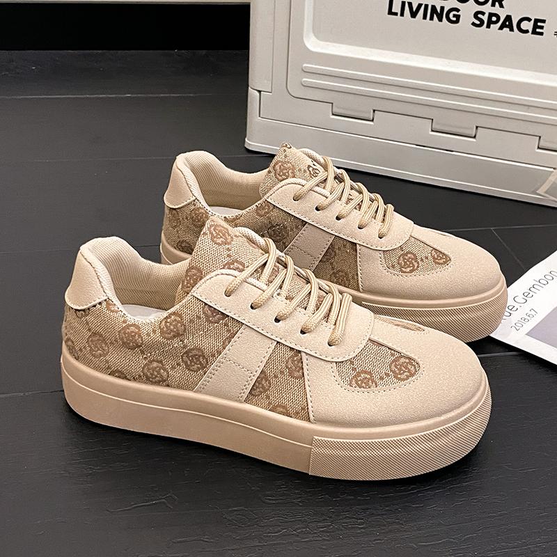 New Comfortable Retro Style Color Matching Casual Sneakers Wear-resistant Flat-soled Lace-up Zapatos Mujer Flat Shoes