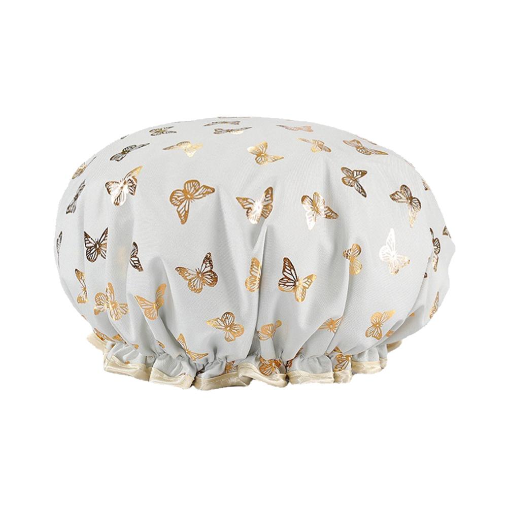 Waterproof Star Double Shower Cap Hair Cap Hot Gold Printed Terylene Cotton Shower Cap Bathing Women