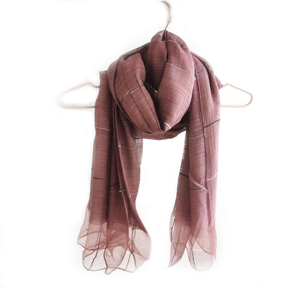 Elegant Women's Plaid Silk Scarf - Spring/Summer Shawl