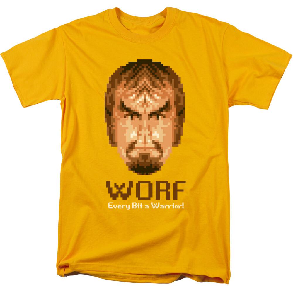 Star Trek Bit Warrior T Shirt Licensed Sci-Fi TV Classic Adult Tee New Gold S