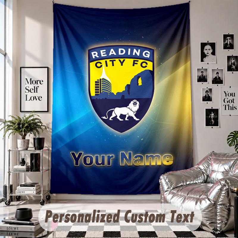 Wall Hanging Tapestry With Custom Name & Text, Reading FC Decorative Tapestry For Bedroom